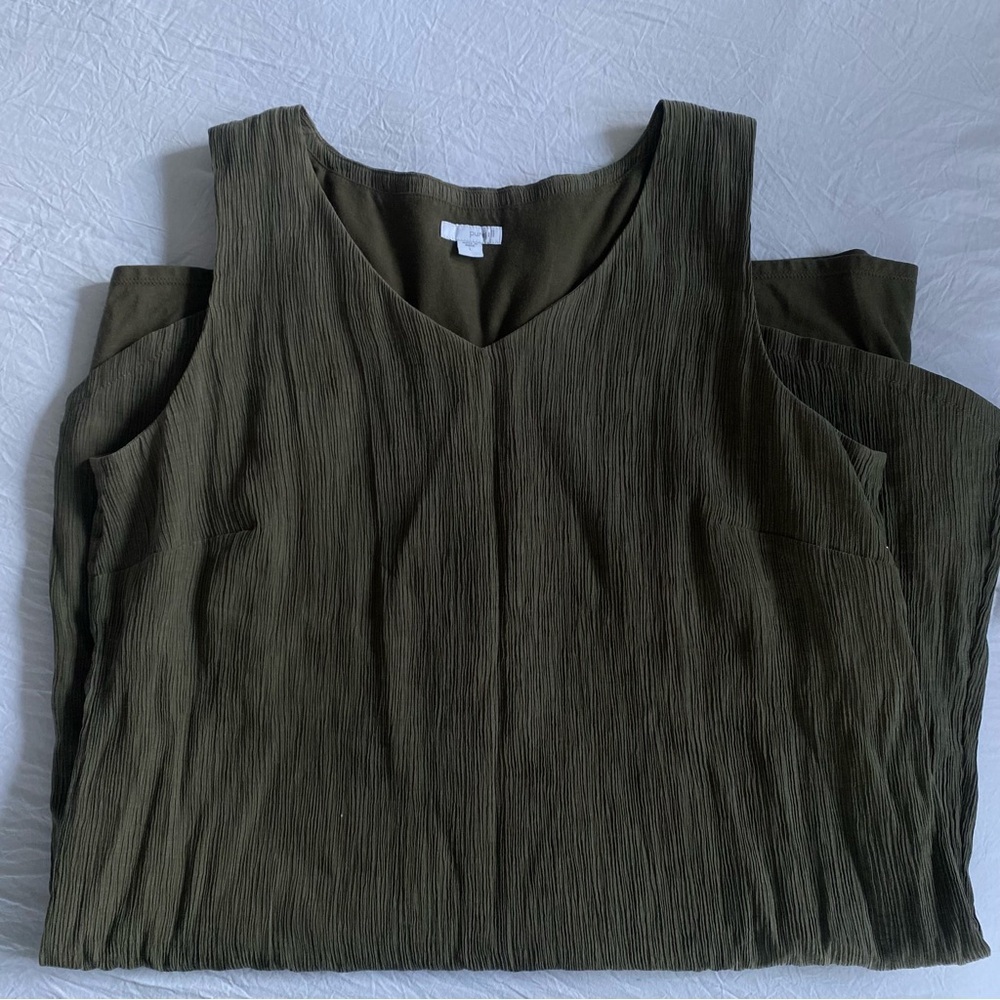 J.Jill Pure Jill Asymmetrical KneeLength Lagenlook Tank Green dress size L - Picture 6 of 7